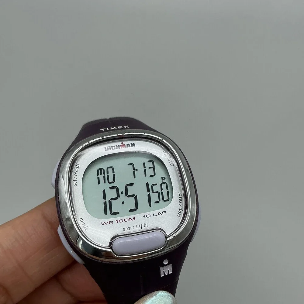 Timex Ironman 10 Lap Womens Watch 34mm Digital Gray Purple Indiglo WR 100M
